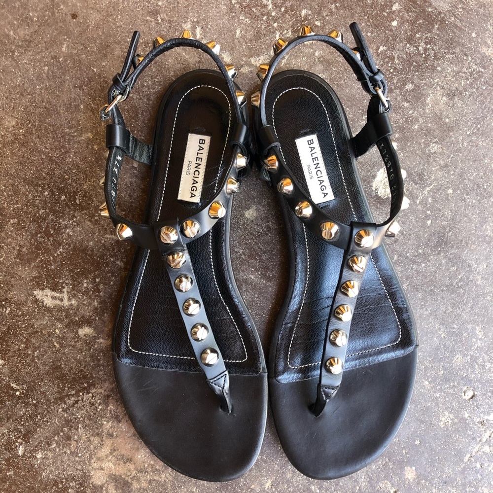 Balenciaga Black Studded Thong Sandal - Picture 1 of 7